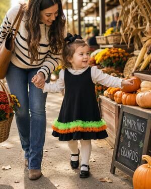 Monag Girls 18M Boutique Black Cotton Tutu Trim Dress NWOT Halloween Fall